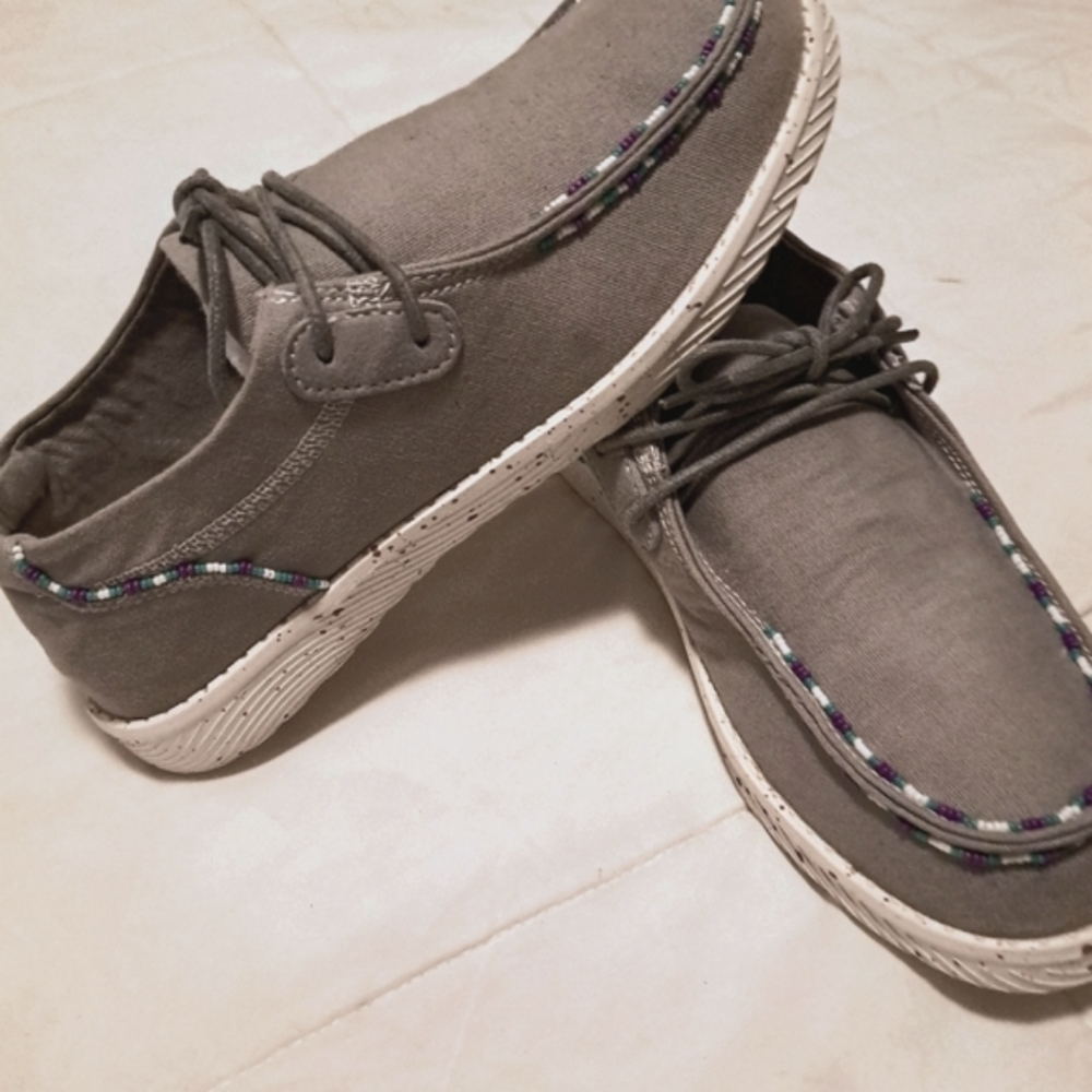 New, Beaded, One of Kind, Custom Hey Dude style Women's Shoes - Picture 7 of 8